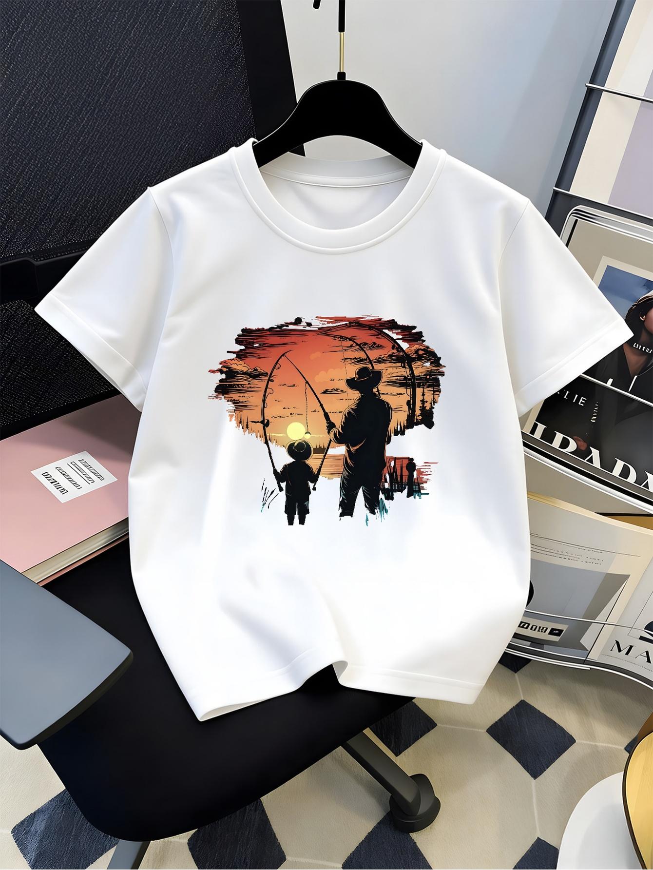 Plant Parent T Shirt - Father Son Sunset Fishing Silhouette Graphic