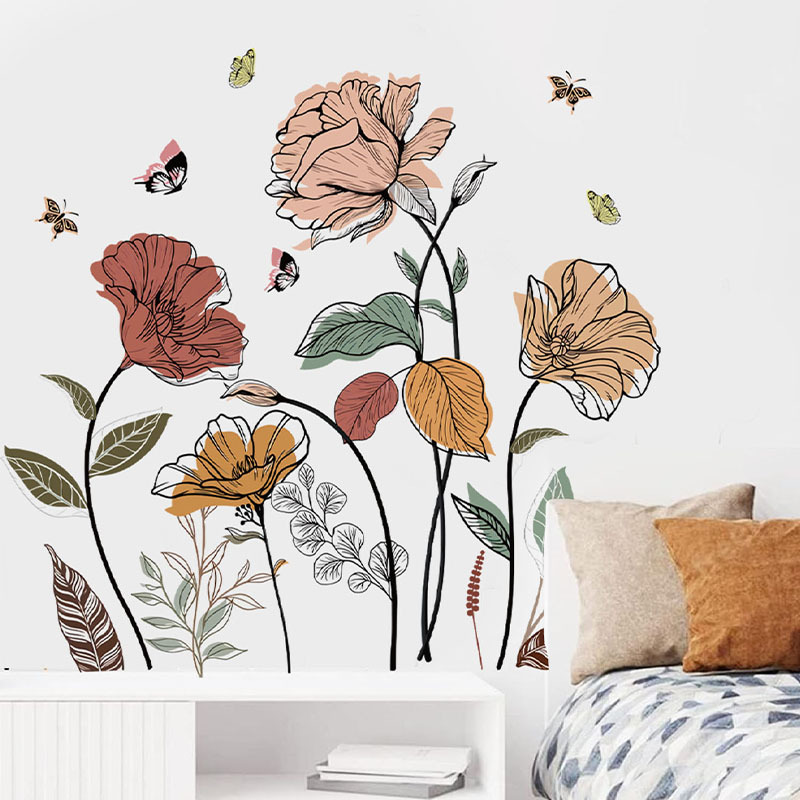 1 Set Bohemian Flower Wall Sti - Monstera Thai Constellation ulasan dan harga