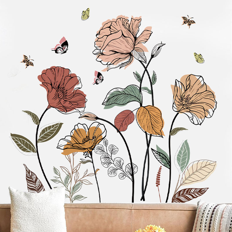 1 Set Bohemian Flower Wall Sti - Monstera Thai Constellation ulasan dan harga